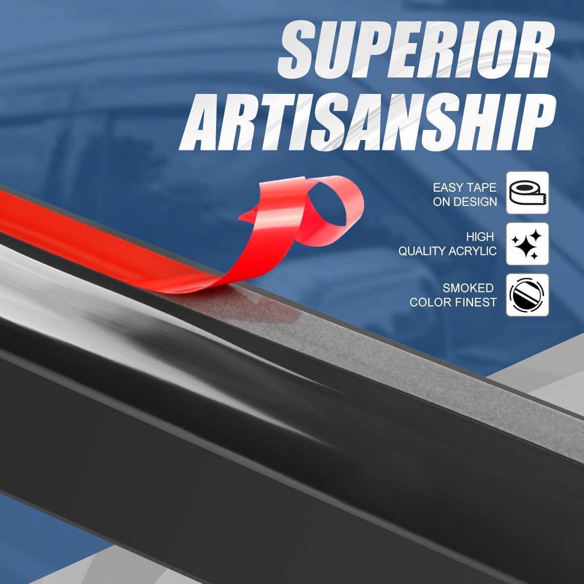 Auto Dynasty 4Pcs Carbon Fiber Pattern Window Visors Compatible with 2008 2009 2010 Saturn Vue, Tape-On Front & Rear Window Deflectors Rain Guards Sun Wind Air Side Vent Shade, Glossy Black