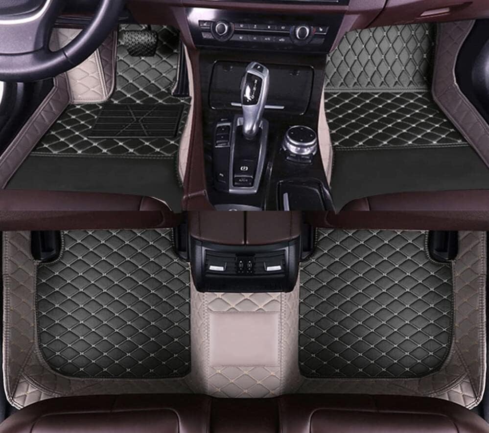Custom All-Weather Protection Leather Car Floor Mats for Cars Sedan SUV Sports Car Waterproof Floor Mat (Black+Gray)