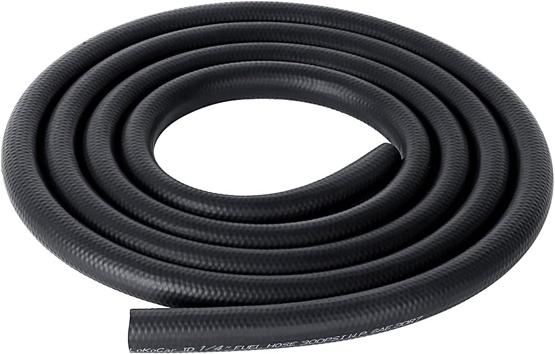 LokoCar Rubber Fuel Hose Line Push Lock 1/4" ID SAE 30R7 NBR 5ft 300PSI Black