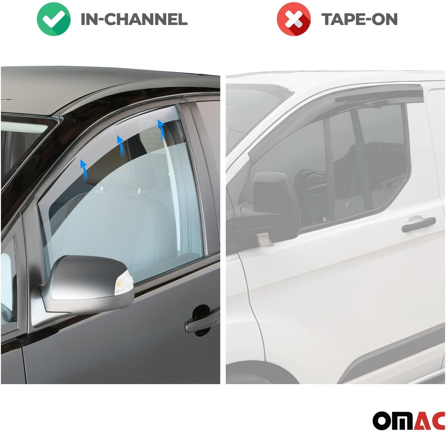 OMAC Window Visor Vent Rain Deflector for Hyundai Tucson 2016-2021 Black Smoke 4 Pcs