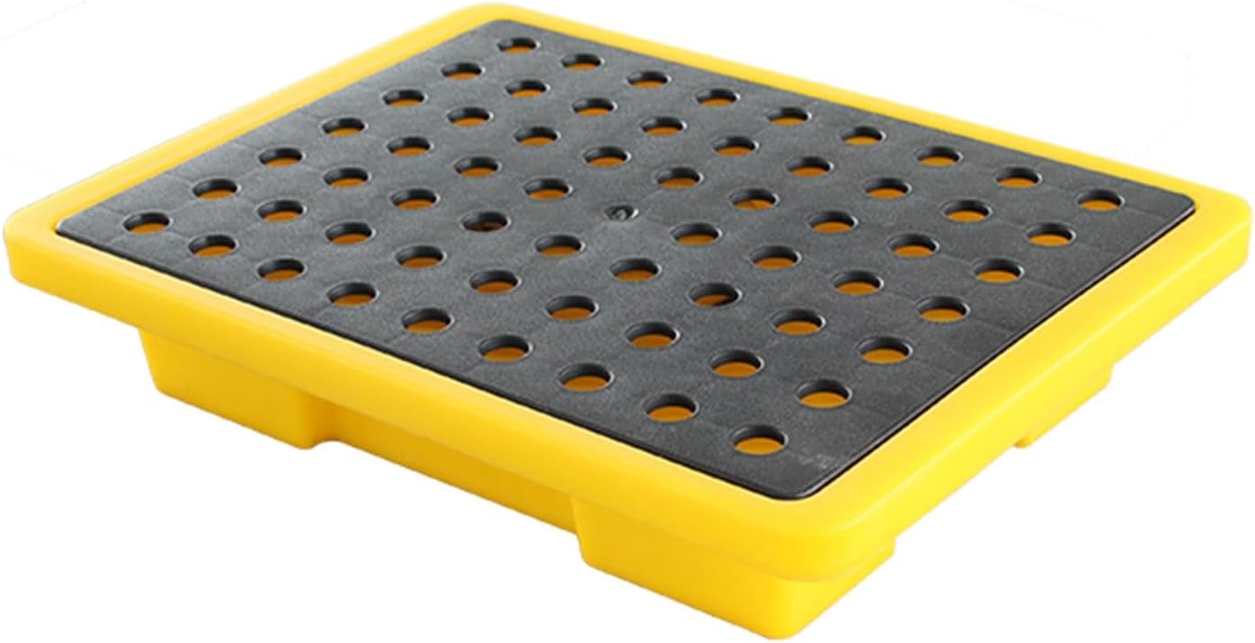2 Drum Containment Spill Pallet, Polyethylene Low Profile Paint Bucket Tray, Industrial Garage Storage Detachable Shipping Leakproof Platform (Color : Yellow-5 Pack, Size : 19.3"x14"x3.7")