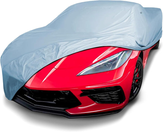 iCarCover Premium Car Cover for 2020-2025 Chevy Corvette C8 without High Wing Spoiler Heavy Duty Waterproof All-Weather Automobiles Custom Fit Indoor Outdoor UV Snow Protection Covers w/Straps and Bag