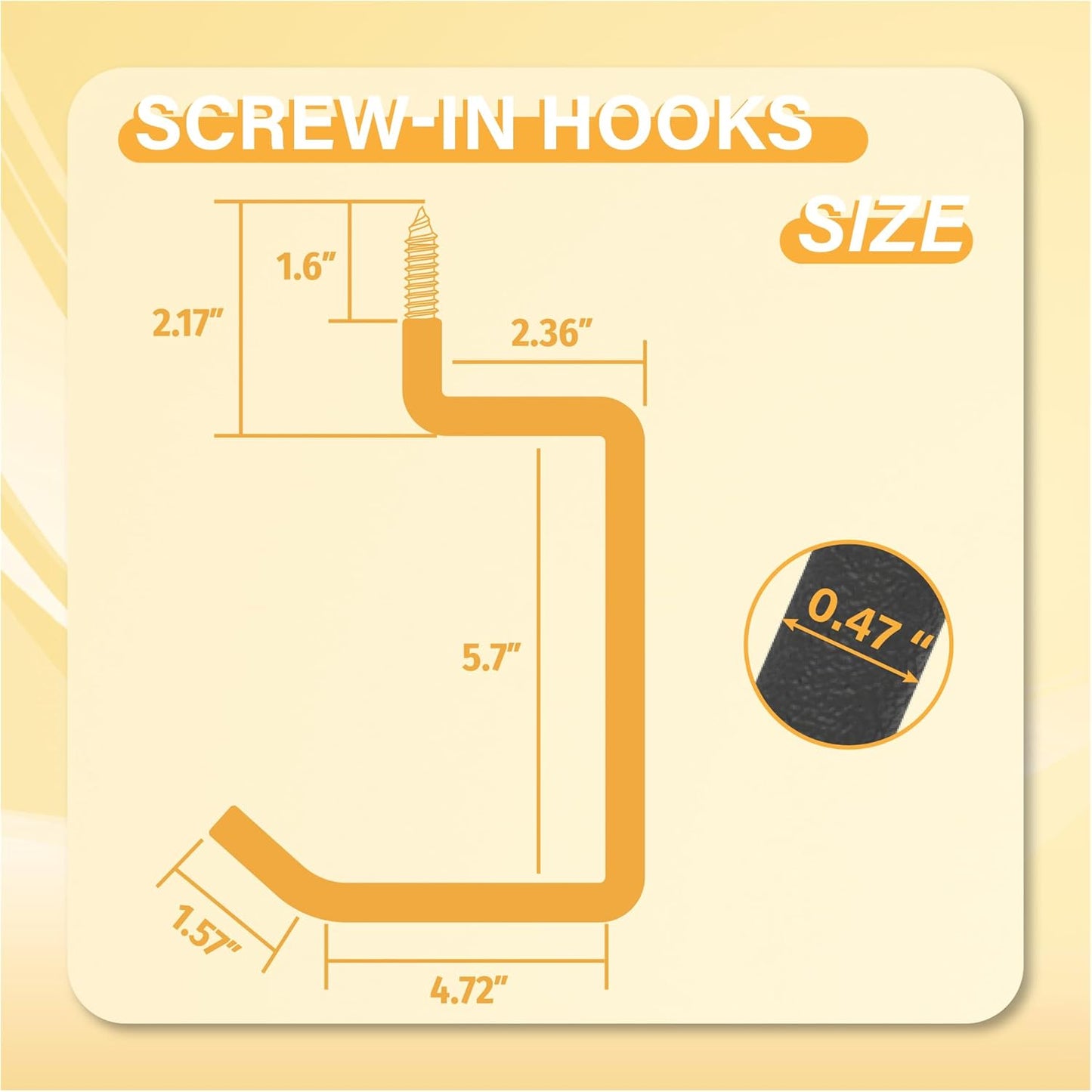 Screw in Ladder Hook, Black Heavy Duty Tool Holders 4PC, Bike Hooks, Wall Mount Garage Storage Hanger, Shelf Organizer for Hanging Bike, Ladder, Folding Chair, Cord