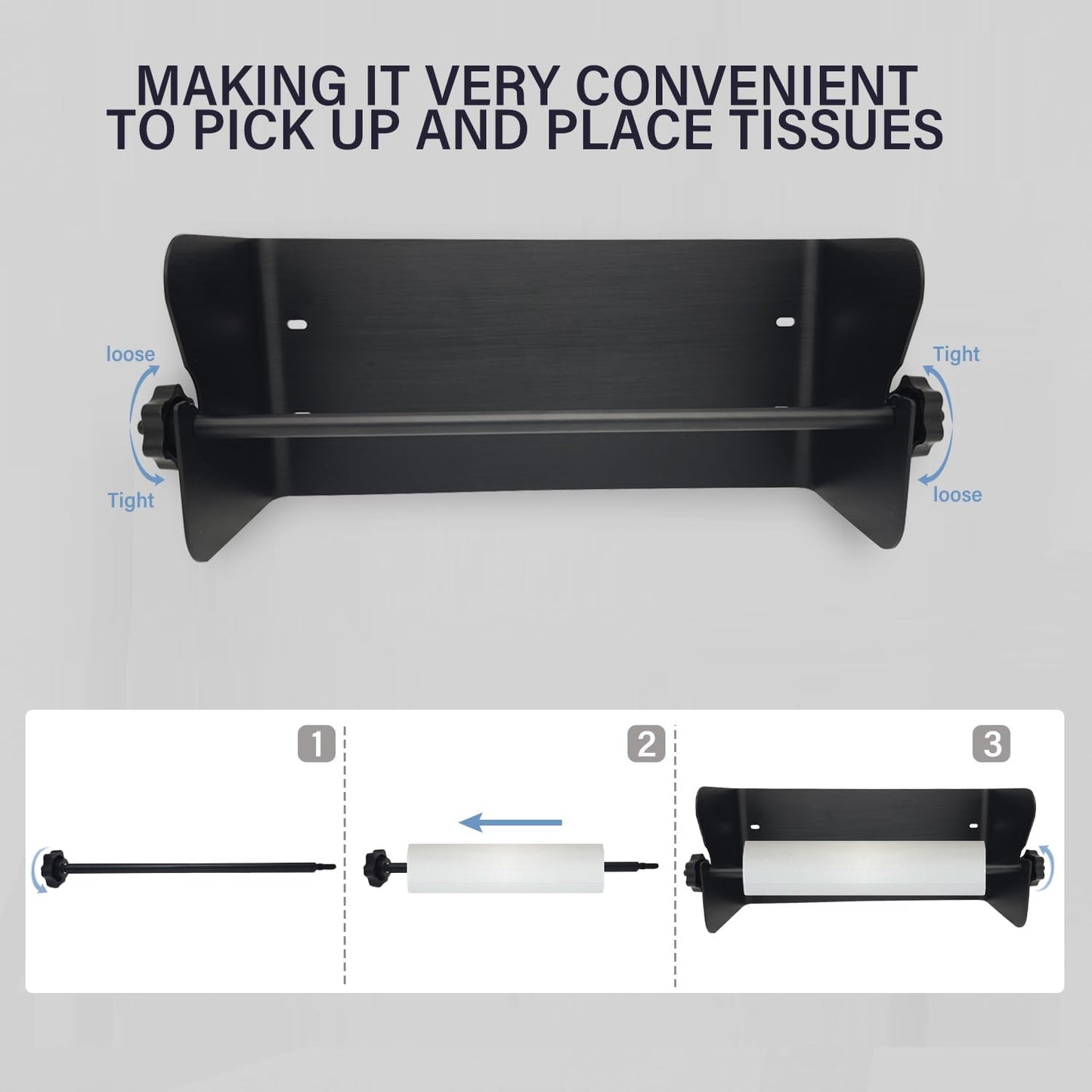 G-Sunny Garage Paper Towel Holder,Aluminum Wall-Mount Paper Towel Holder for Enclosed Trailer,Shop,Garage,Storage,5th Wheel,RV (Matte Black)