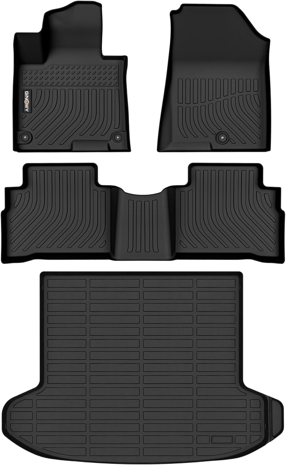 GINOWY- Floor Mats & Cargo Liner Set for Kia Sportage 2023 2024 2025 TPE All Weather Sportage Car Mats Anti-Slip Trunk Mat Waterproof Sportage Floor Liners Accessories Black