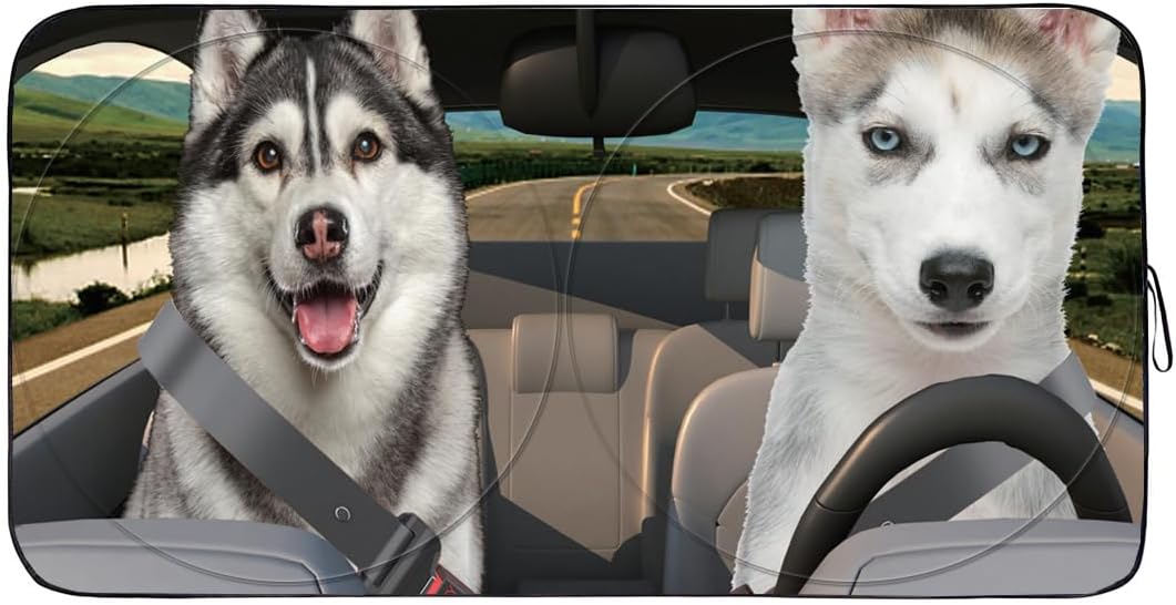 Gven Windshield Shade, Car Sun Shade for Front Windshield Sun Visor Protector Blocks UV Rays Foldable 210T Keep Your Vehicle Cool