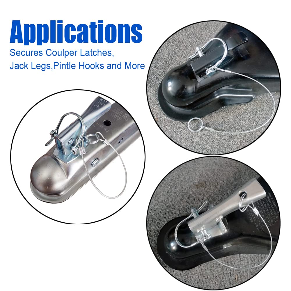 10Pcs Trailer Coupler Pin 5/16x 1-3/4（WxL） Prevents Loss Trailer Hitch Locking Pin with Plastic Coating Tether Steel Quick Release Ring for Shaft Trailer Tongue