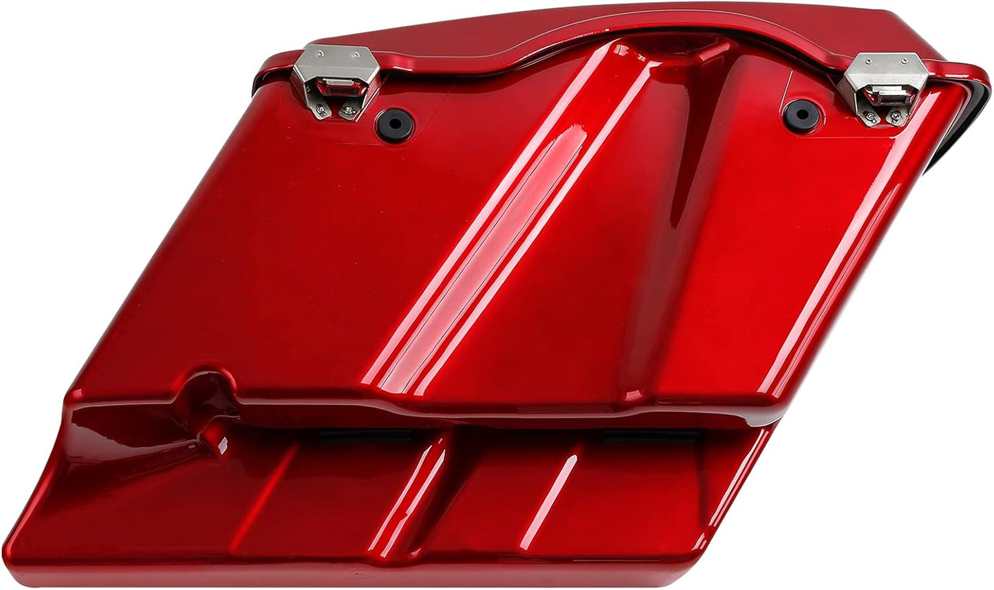 XFMT Motorcycle Stretched Saddlebags 5" Extended Hard Saddle Bags For Harley Touring Road King Street Glide Road Glide Electra Glide Ultra Classic 1993-2013, Red