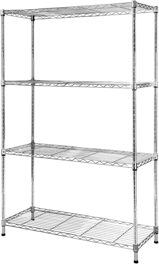 Heavy-Duty 4 Tiers Chrome Steel Wire Shelving NSF Certified. Adjustable Storage Rack for Kitchen,Garage,and Laundry Utility Room (Chrome-4Tiers-36x14x54)