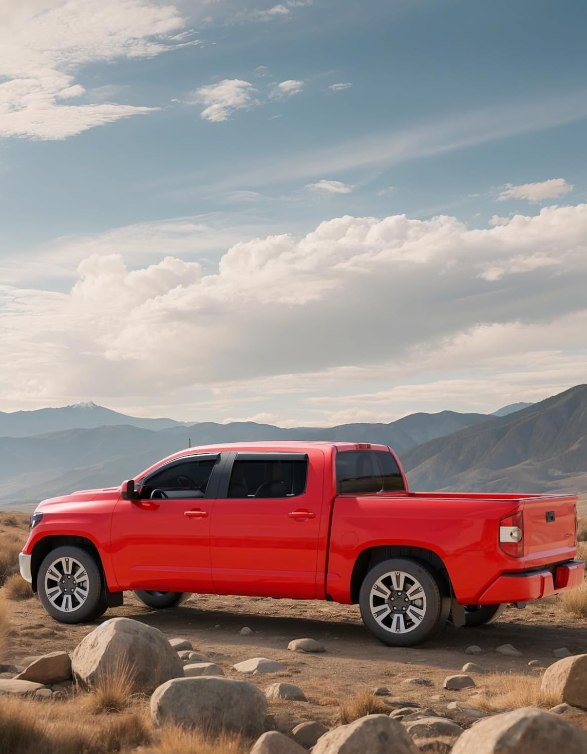 in-Channel Window Rain Guards Fit for Truck Toyota Tundra 2007-2021 CrewMax Extra Durable Window Deflectors Window Visors Vent Visors Vent Shades Car Accessories-4 pcs Q27