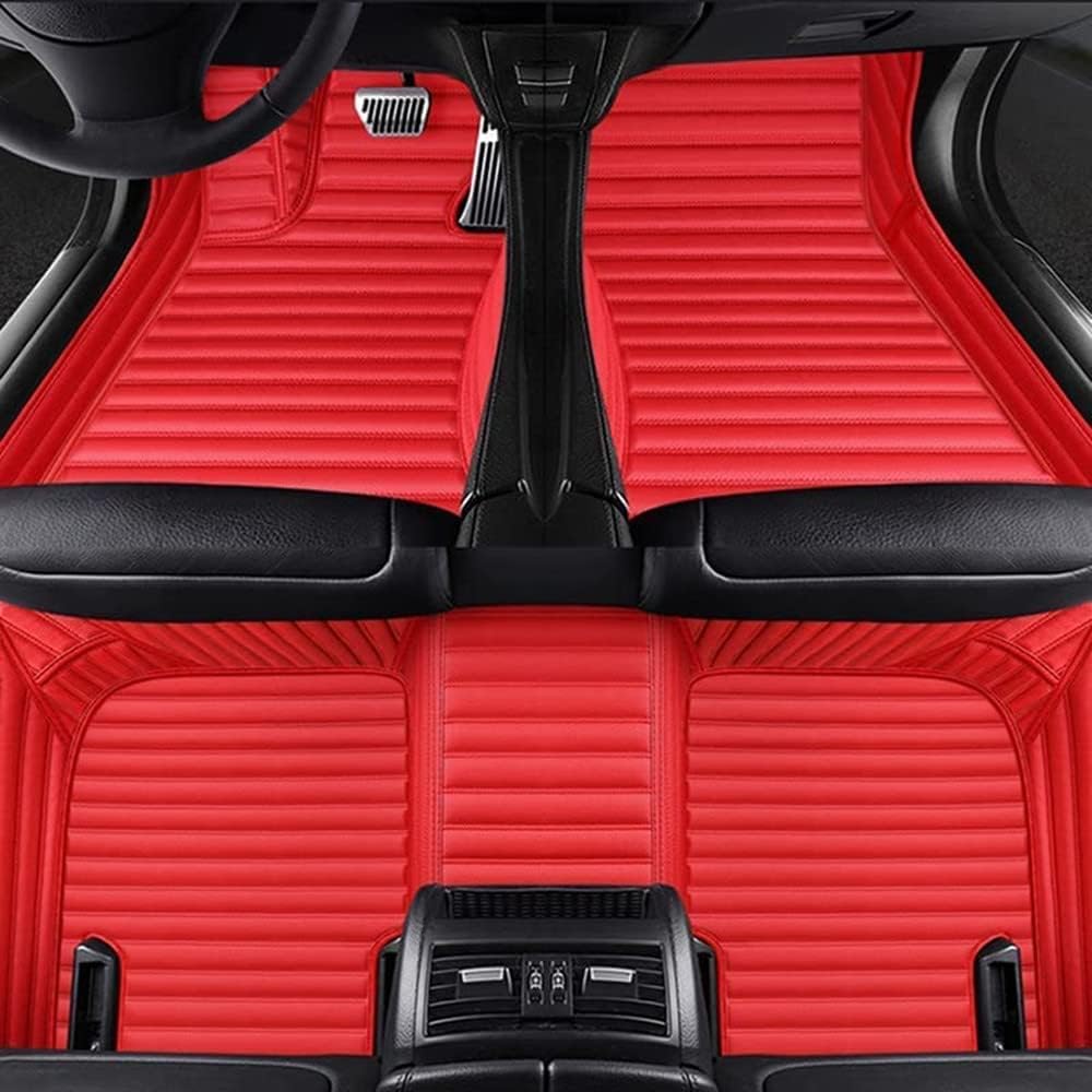 Custom All-Weather Protection Luxury Leather Floor Mats for Cars SUVs Trucks According Anti-Slip Leather Floor mats ﻿ (38,Striped Red)