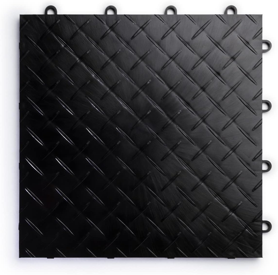 Big Floors RaceDeck Diamond Plate Design, Durable Interlocking Modular Garage Flooring Tile (Black, 48 Pack of 12 x 12" Tiles)