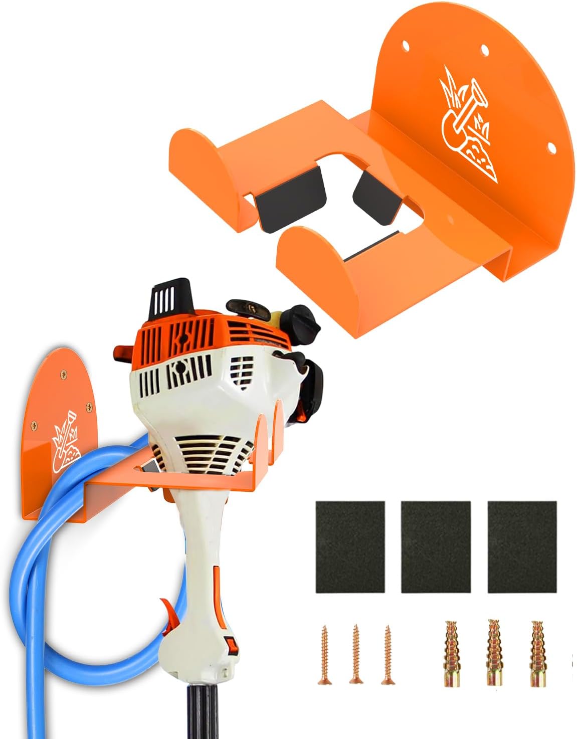 Weedeater Rack & Garden Tool Hanger - 180LB Heavy-Duty Alloy Steel Wall Mount Set, for Stihl Power Tools, Grass Trimmer, Garden Tools, Space-Saving Storage for Garage, Shed, Workshop