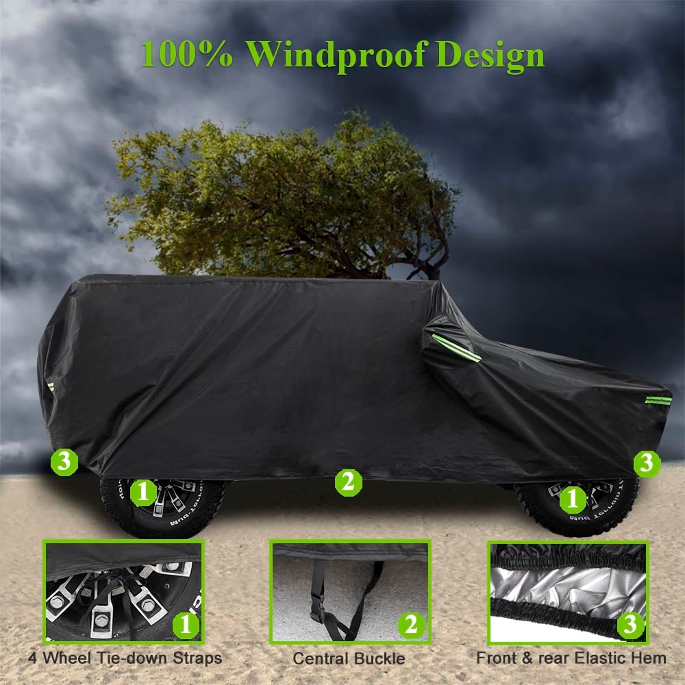 Waterproof Cover for Jeep Wrangler JK JL CJ YJ TJ 2 Door 1987-2023 Outdoor Sun Rain Wind Snow Protection Dustproof Covers with Driver Door Zipper Black