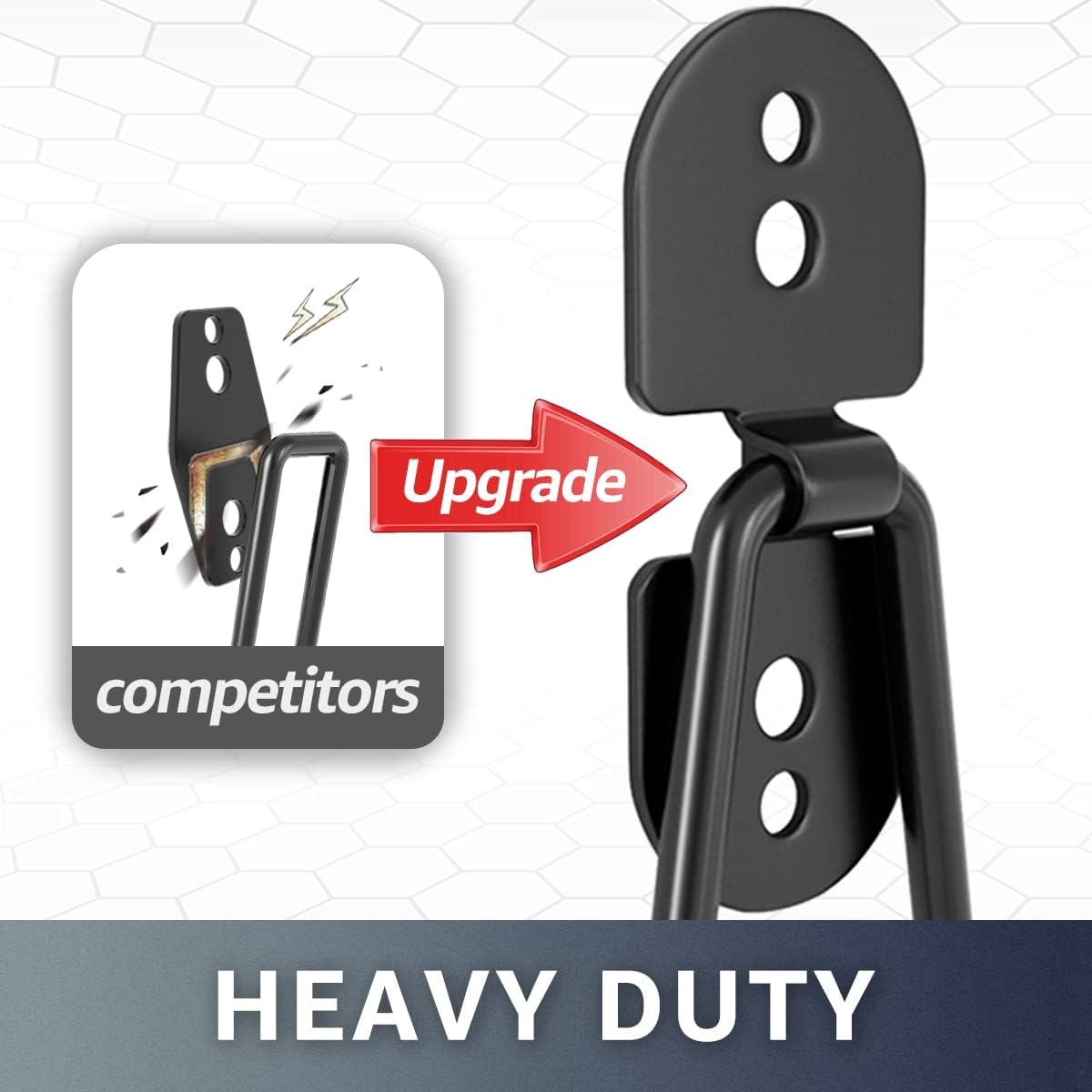 Garage Hooks, Large 2-Pack Shed Storage Hanger 11.8" Long Heavy Duty Wall Mount Double Holder with 2 Extension Cord Storage Straps, Organize Yard Utility Garden Tool Hanging Ladder Black