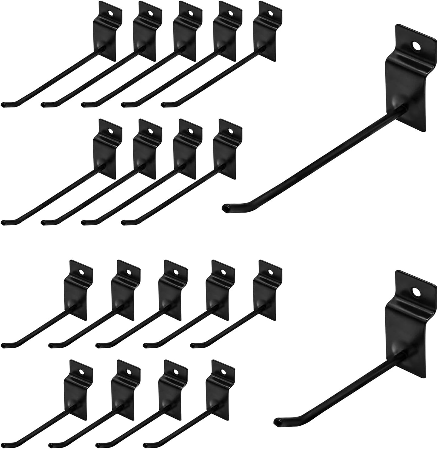 Yuahar Slatwall Hooks 20Pcs 4/6 Inch Slatwall Accessories Heavy Duty Slat Wall Hanging Hooks Panel Display Hooks Pegboard Gridwall Display Hook for Garage Retail Shop (Black)