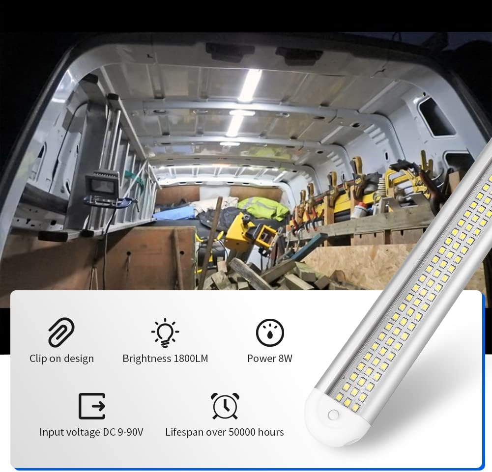12V LED Interior Light Bar | 120LEDs 1800LM 8W DC 12 Volt led Strip Lights with ON/Off Switch RV Led Lights Interior for Camper Truck Van RV Trailer Cargo Lights Fixture Motorhome (4Pack)