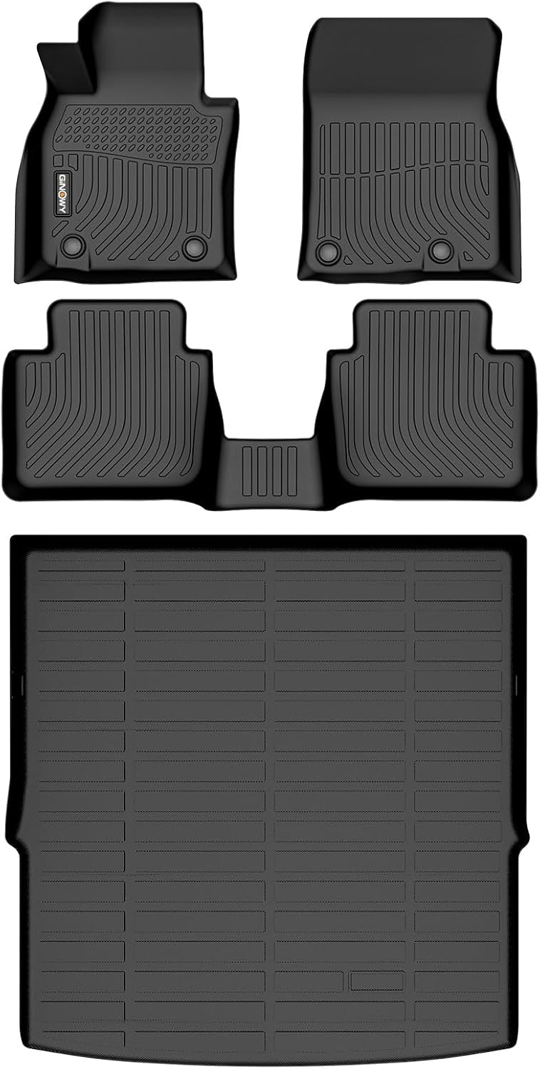 GINOWY- Floor Mats & Cargo Liner for Mazda CX50 2023-2025, TPE All Weather Mats Floor Liners CX-50 2024 Waterproof Non-Slip Trunk Mat CX50 Automotive Accessories Black