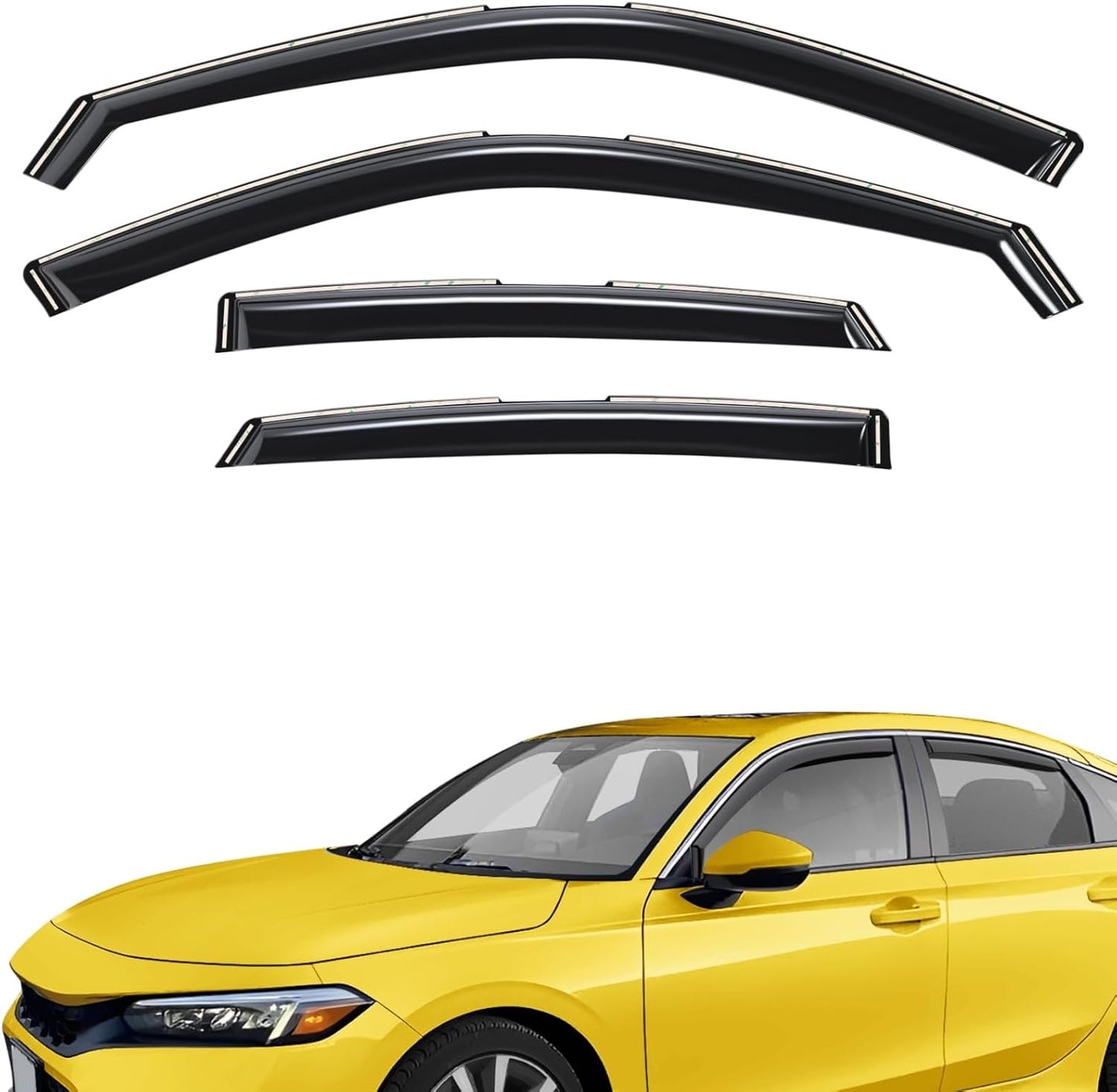 Extra Durable Window Deflectors in-Channel Window Visors Rain Guards Fit for Honda Civic 2022-2025 Hatchback, Sun Visors, Wind Vent for Shades, Exterior Car Accessories - 4pcs. AG0766