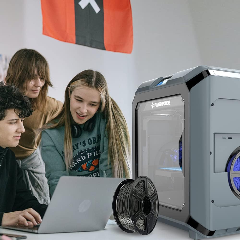 FLASHFORGE PLA Filament 1.75mm Galaxy Matte Black, 3D Printer Filament with Silver Glitter 1kg (2.2lbs) Spool, Dimensional Accuracy +/- 0.02mm, Shimmering 3D Printing Filament for Unique Finish