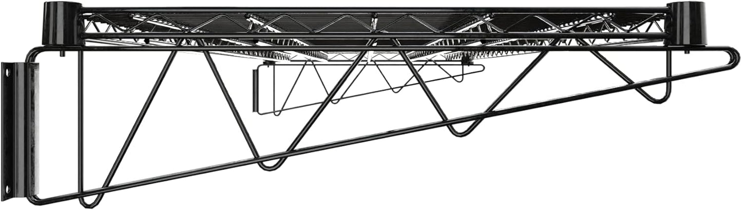 24" x 60" Black Epoxy Wire Wall Mount Shelf
