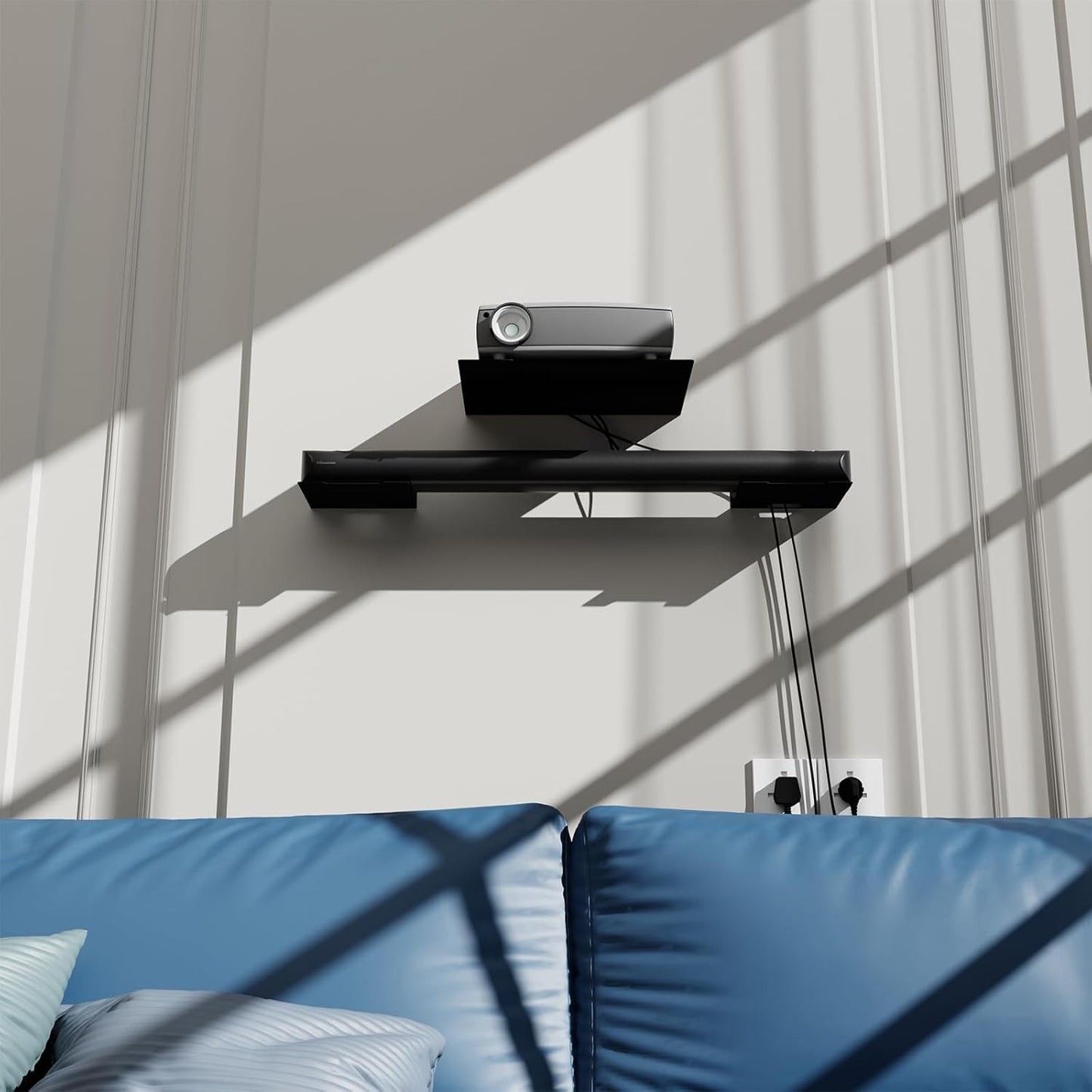 Floating Metal Wall Mount Shelf,Shelf for Projector,TV Cable Box,Router,Speaker,Sound Bar,Camera,Gaming,Decor Display (1, Large)