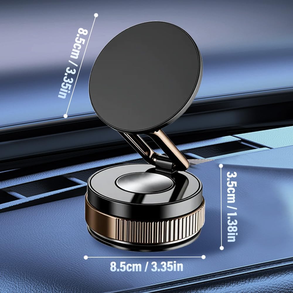 360° Adjustable Vacuum Magnetic Phone Holder, 2025 Strong Suction Portable Magnetic Car Phone Stand,Universal Magnetic Phone Mount for Cars/Gyms/Mirrors/Smooth Surface (Black)