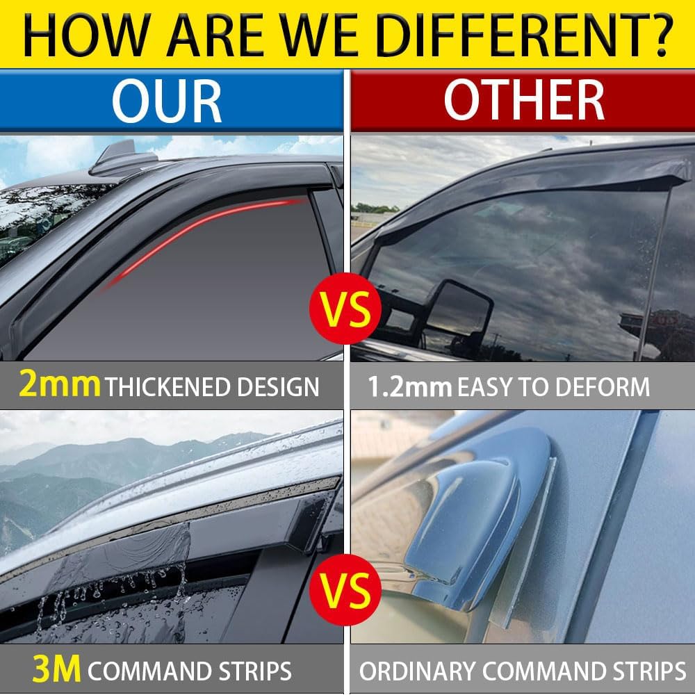 Rain Guards for Volkswagen VW Tiguan 2018-2023, Tape-on Side Window Deflectors for Volkswagen Tiguan, Window Visors for Volkswagen Cars, for Volkswagen Car Accessories 4 Rain Guards ＆ 2 Car Coasters