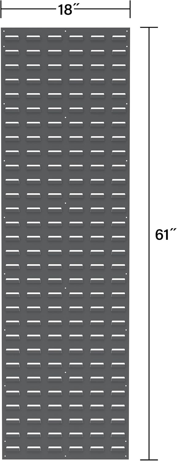 Akro-Mils 30118 Heavy Duty Wall Mount Garage Storage Steel Louvered Panel | Wall Storage Bin Hanging Organizer System for AkroBins, 18-Inch W x 61-Inch H, Grey, Single
