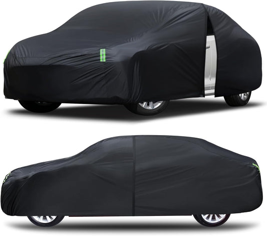 Car Cover Waterproof All Weather for Automobiles Full Exterior Covers Outdoor Rain Sun UV Protection w/Zipper, Size A2 Universal Fit for Honda Civic, Toyota Corolla, Hyundai Elantra,etc(178-186 inch)