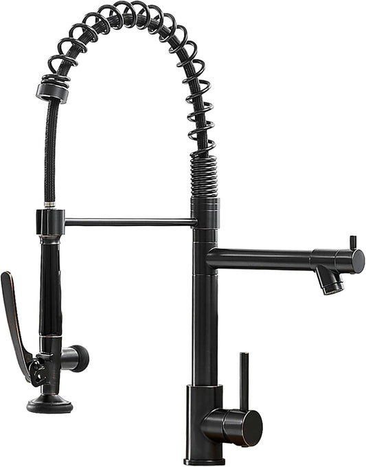 Fapully Commercial Pull Down Kitchen Sink Faucet with Sprayer Oil Rubber Bronze