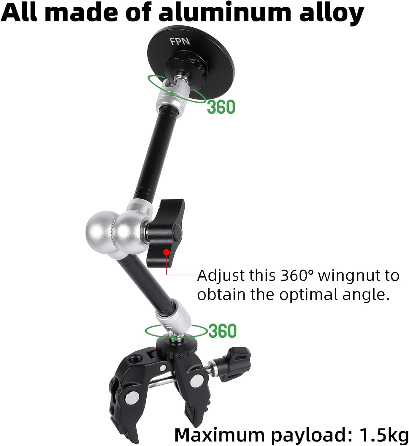 All-Metal Magnetic Phone Holder with Super Clamp&10″ Long Arm for Magsafe, Adjustable Rear View Mirror Phone Holder Mount for Car/Truck/Handlebar, Compatible with iPhone 16 15 14 13 12 Series