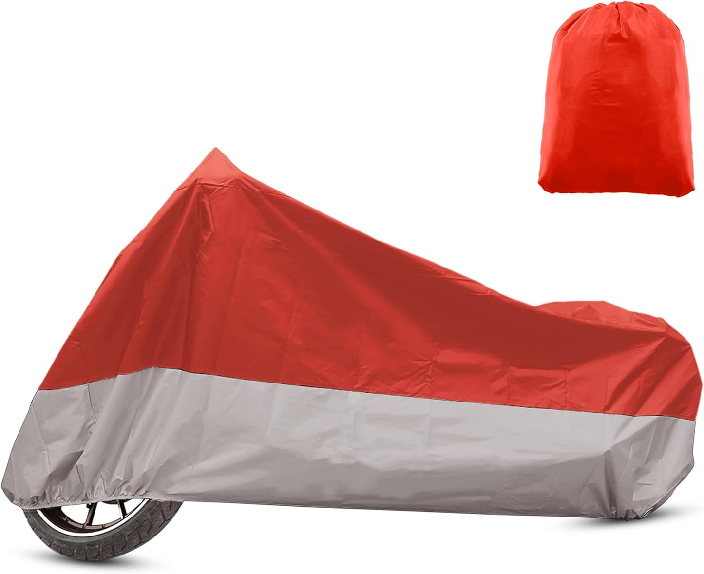 X AUTOHAUX Motorcycle Cover for Harley Davidson for Honda for Suzuki All Season Weather Waterproof Sun Motorbike Cover Fits Up to 78.74'' Motorcycles Vehicle Cover M Red Silver Tone