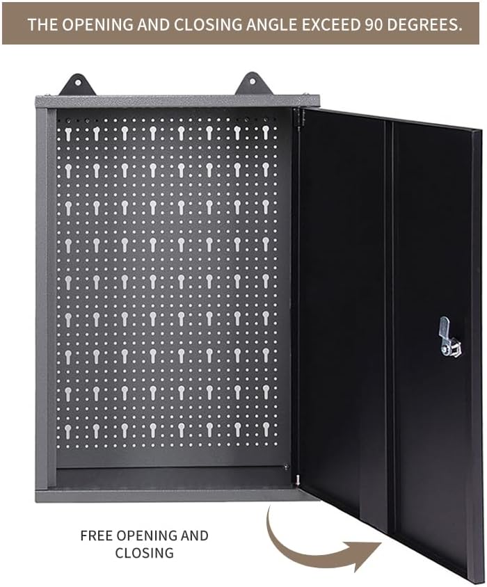 JZD Steel Wall Mount Storage Garage Cabinet, Metal Hanging Tool Cabinets, Black & Grey