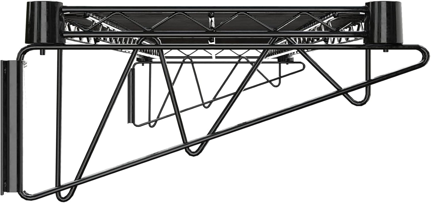 14" x 48" Black Epoxy Wire Wall Mount Shelf