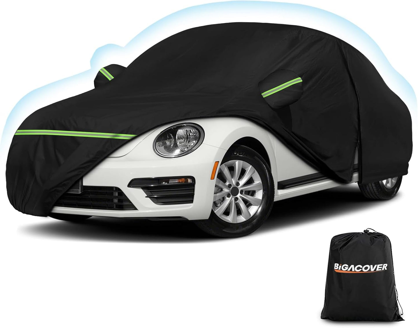 for New Beetle Car Cover Waterproof All Weather Heavy Duty Protection Outdoor Light Shell Full Car Covers Windproof with Driver Side Zipper Compatible with 1998-2025 Volkswagen New Beetle(Up to 194")
