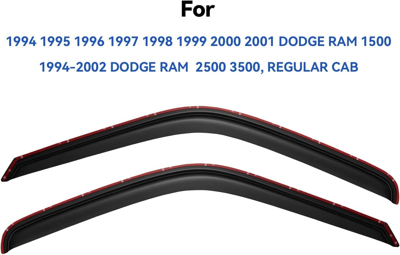 in-Channel Window Visors Rain Guards for 1994-2001 Dodge Ram 1500, Window Wind Deflectors Vent Shades for 94-02 Ram 2500 3500