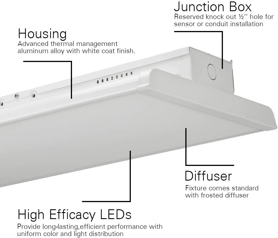 2 Pack 2 FT Linear LED High Bay Light 165W 22400 Lumens - 100-277V - 5000K - 1-10V Dimming - DLC and UL Listed