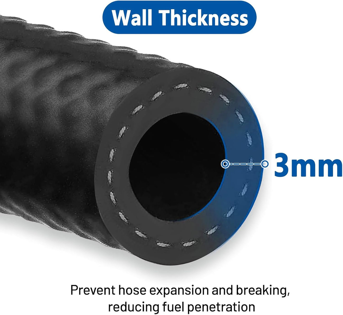 LokoCar Rubber Fuel Hose Line Push Lock 1/4" ID SAE 30R7 NBR 5ft 300PSI Black