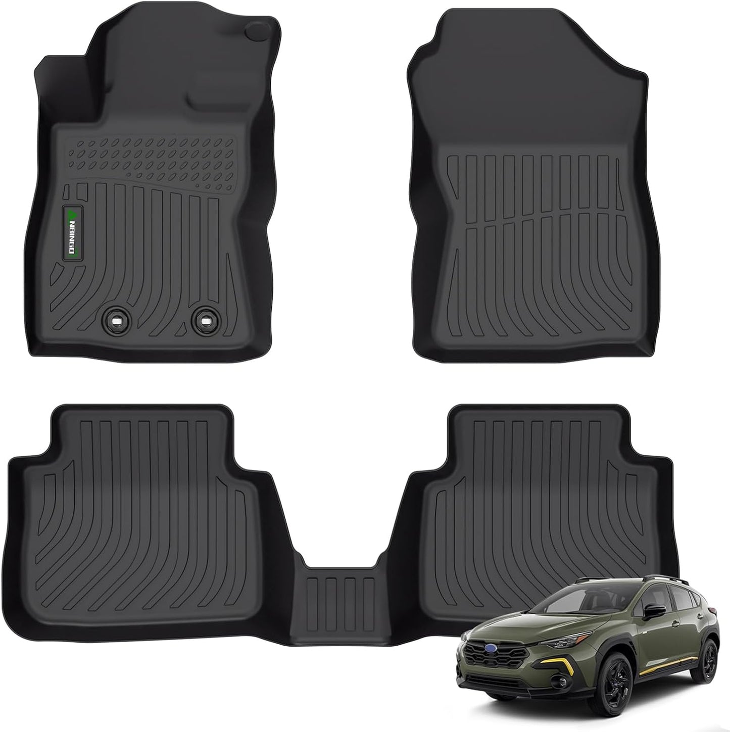 Floor Mats Custom for Subaru Crosstrek 2024 2025 & Subaru Impreza 2024 2025 All Weather Protection TPE Waterproof Non-Slip Car Floor Liners 1st & 2nd Row Set Accessories Black