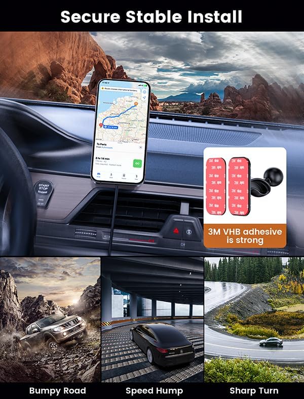 MOKPR for Magsafe Car Mount Charger-15W Wireless Car Charger-Magnetic Car Phone Holder for Dash Air Vent-LED RGB HandsFree Car Mount Fast Car Charger for iPhone 16 15/14/13/12 Series Green