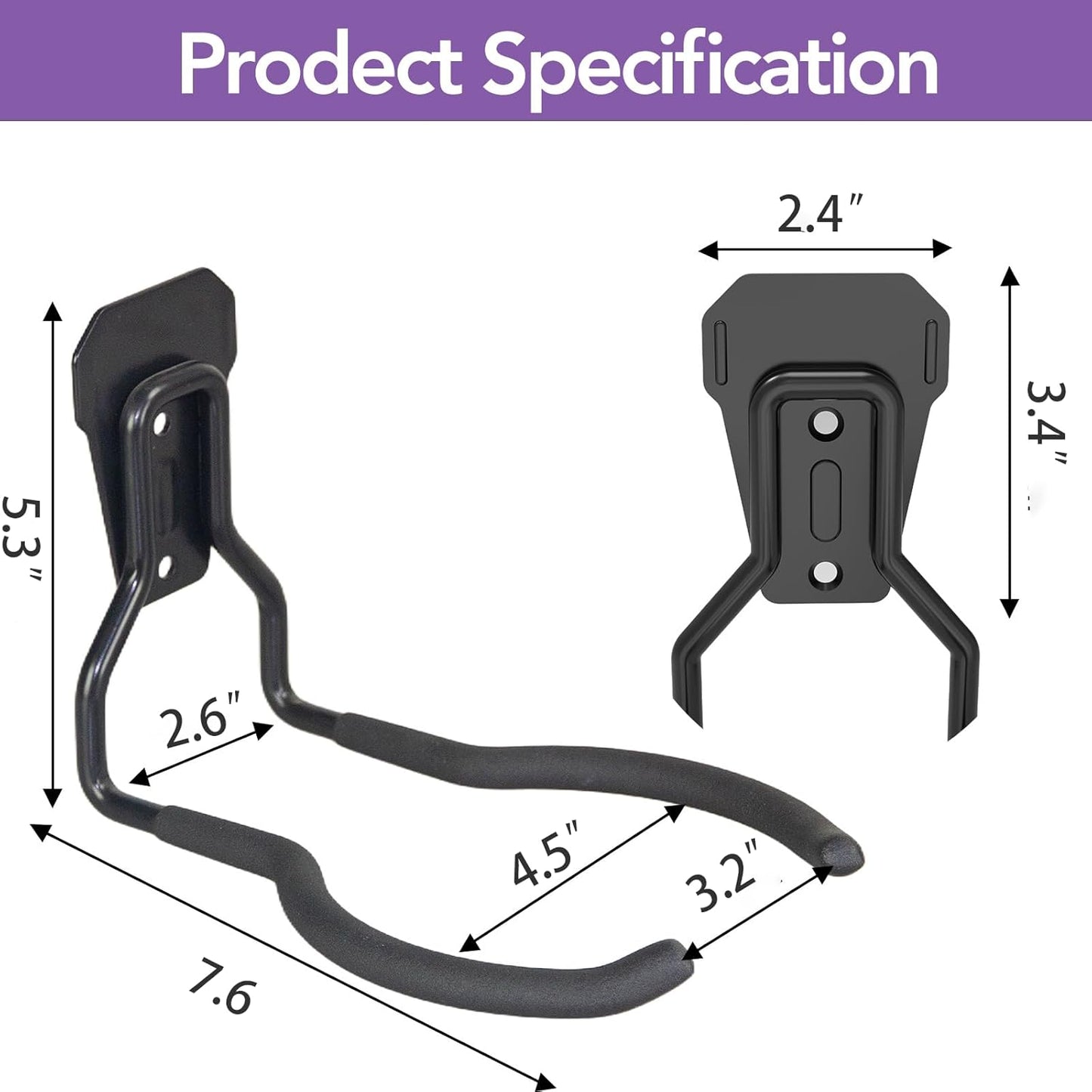 Garden Power Tools Hook 2-Pack Garage Storage Heavy Duty Wall Mount Hanger Organizer for Weed Trimmer Drill Holder