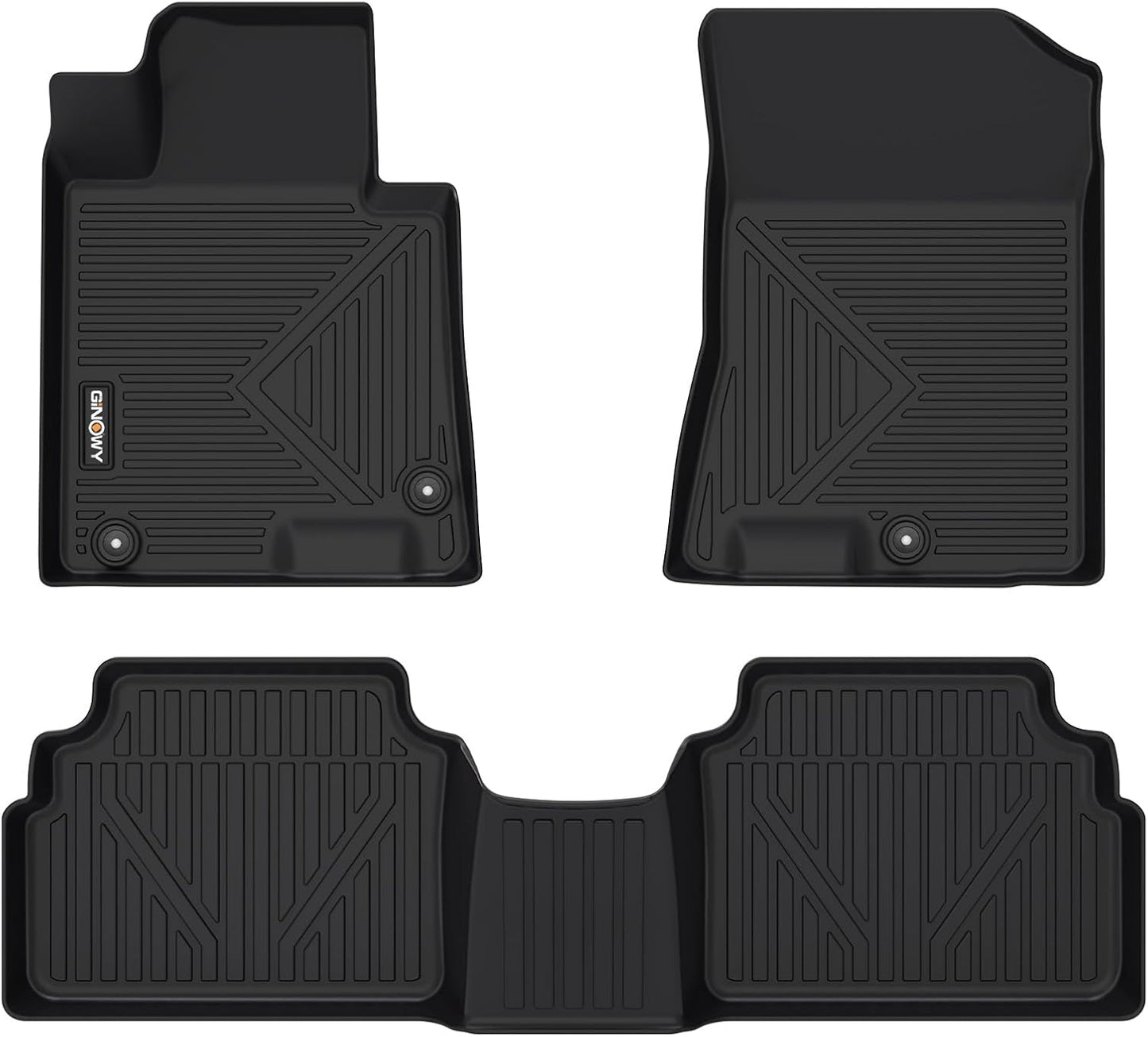 GINOWY- Floor Mats for Kia K5 2021-2024 2025(Only FWD Models) for Hyundai Sonata 2020-2025, TPE All Weather 2024 K5 Car Mats 1st & 2nd Row Non-Slip Durable Black