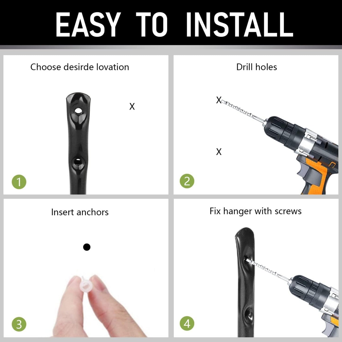 Heavy Duty Steel Garage Storage Hooks, 9.5Inches Jumbo Arm Ladders Utility Rack, Wall Mounted Hanger Organizer for Tools, Bikes, Jeep Door