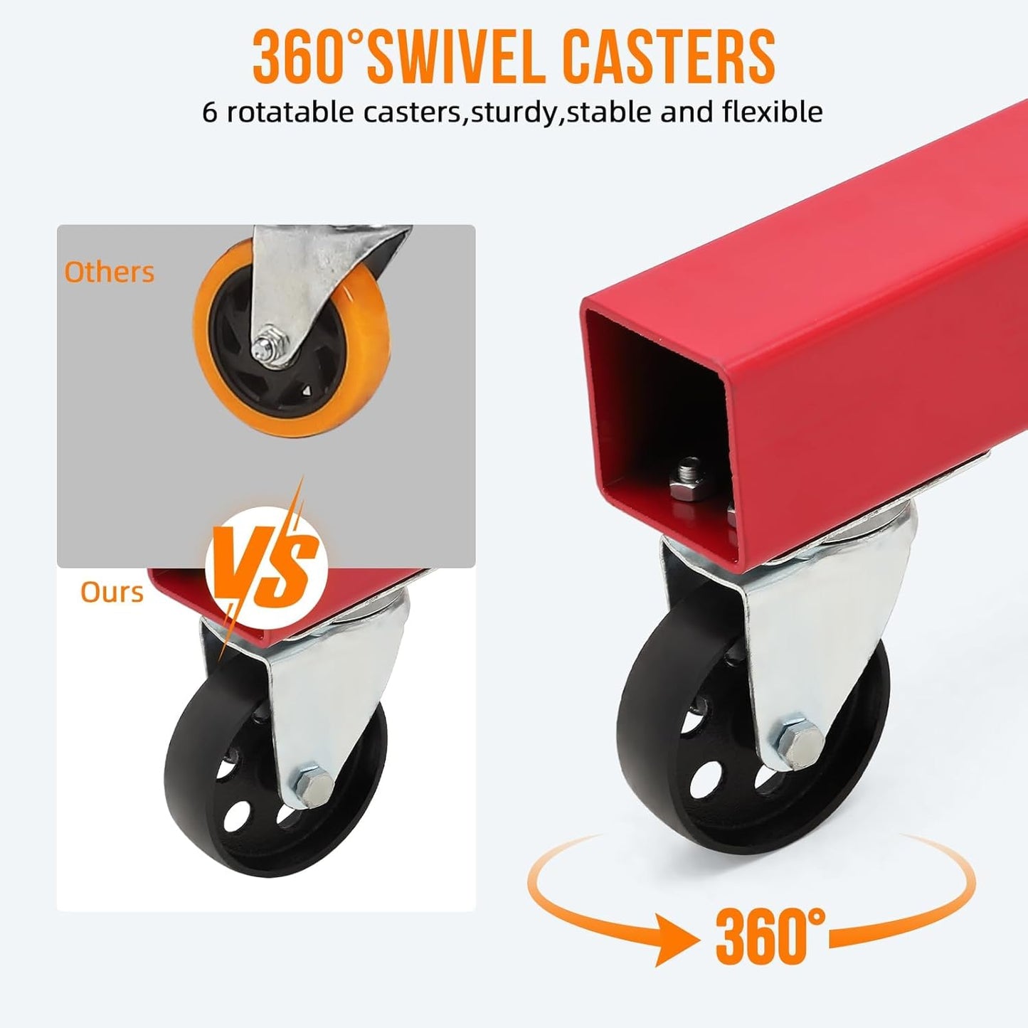 2 Ton Engine Hoist, Folding Cherry Picker Engine Hoist with Lever and 6 Casters, Heavy Duty Hydraulic Shop Crane, Engine Crane Lifter for Workshops Garage Warehouse, Red