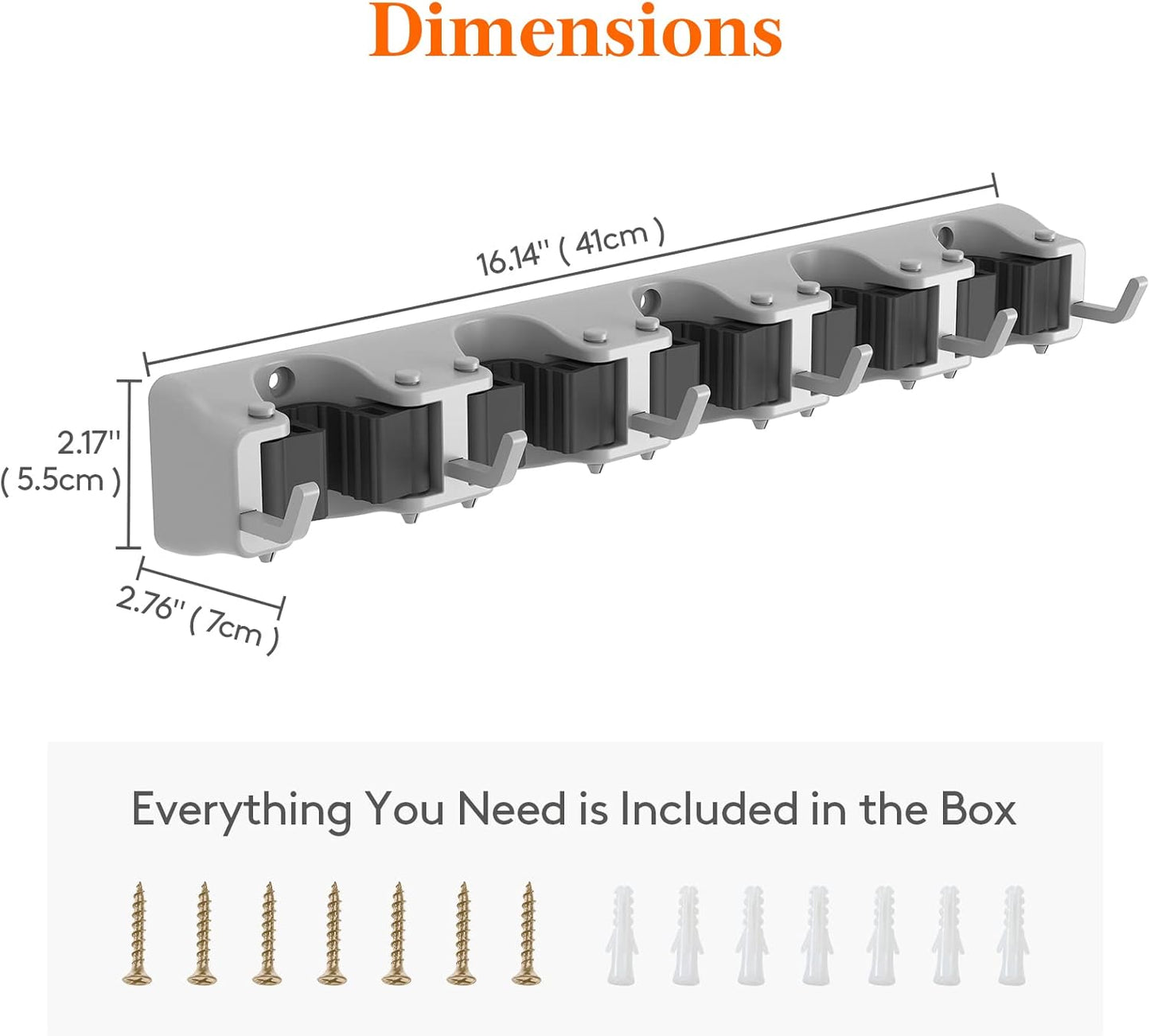 Lifewit Mop and Broom Holder Wall Mount, Anti-Slip Broom Hanger for Kitchen Organization, Heavy Duty Cleaning Supplies Organizer, Easy Install Tool Organizer for Closet, Garage, 2 Pack, Grey