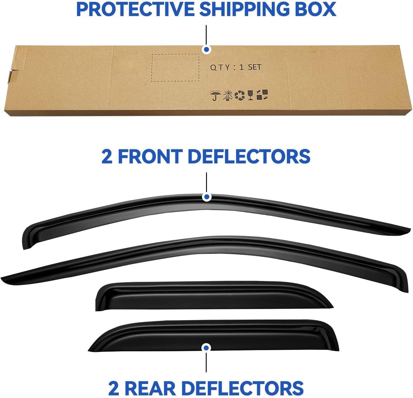 Window Visors Rain Guards for 2002-2008 Dodge Ram 1500 Quad Cab/Extended Cab, Window Vent Wind Deflectors Visors Shades for 03-09 Dodge Ram 2500 3500 Extended Cab