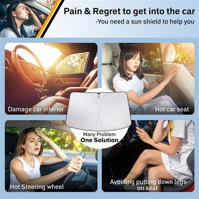 Econour Windshield Sun Shade for 2018-2025 Toyota Camry Custom Fit Sun Shield Screen Foldable Sun Visor Protector Blocks UV Rays Keep Your Car Cooler