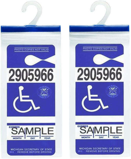 Handicap Parking Placard Holder - Disabled Parking Permit Holder Hanger Sleeve with Larger Hook by Tbuymax(Set of 2)