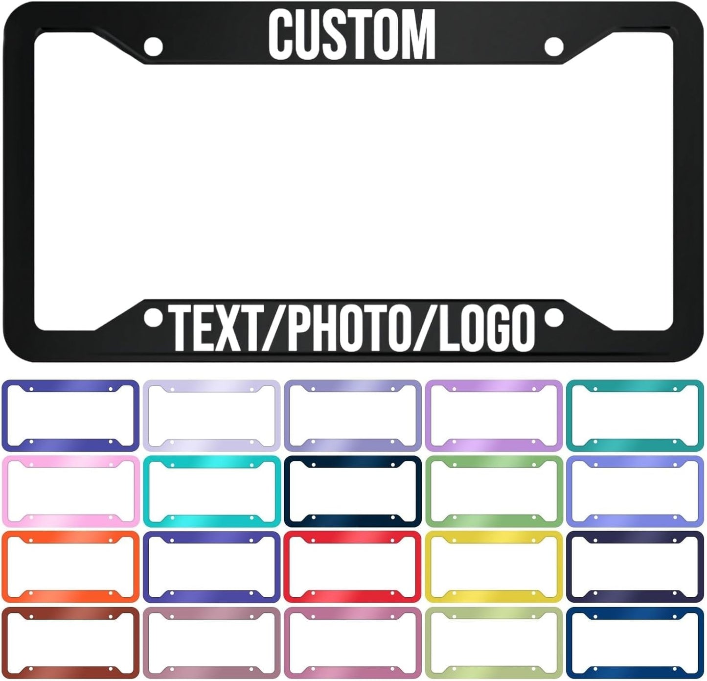 Custom License Plate Frame – Personalized License Plate Holder with Photo & Text – Rust-Proof Aluminum Car Tag Cover for Front/Rear, Car Accessory for Men & Women, Includes Screws, 12"x6"